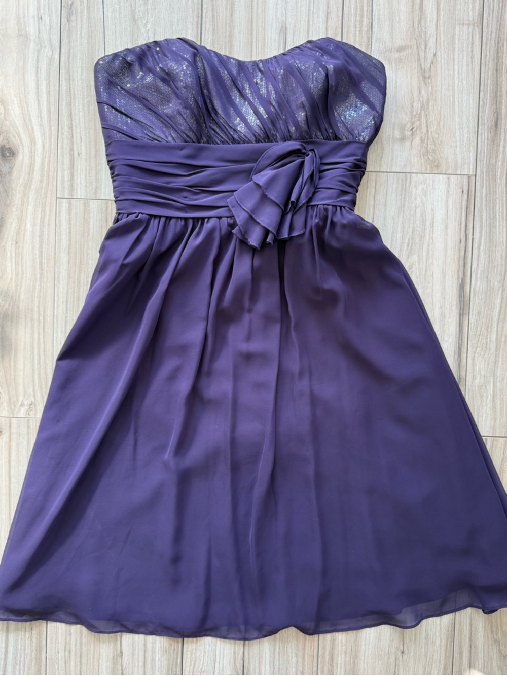 Alfred Angelo Purple Strapless Cocktail Dress Size 10 Formal Wedding Guest